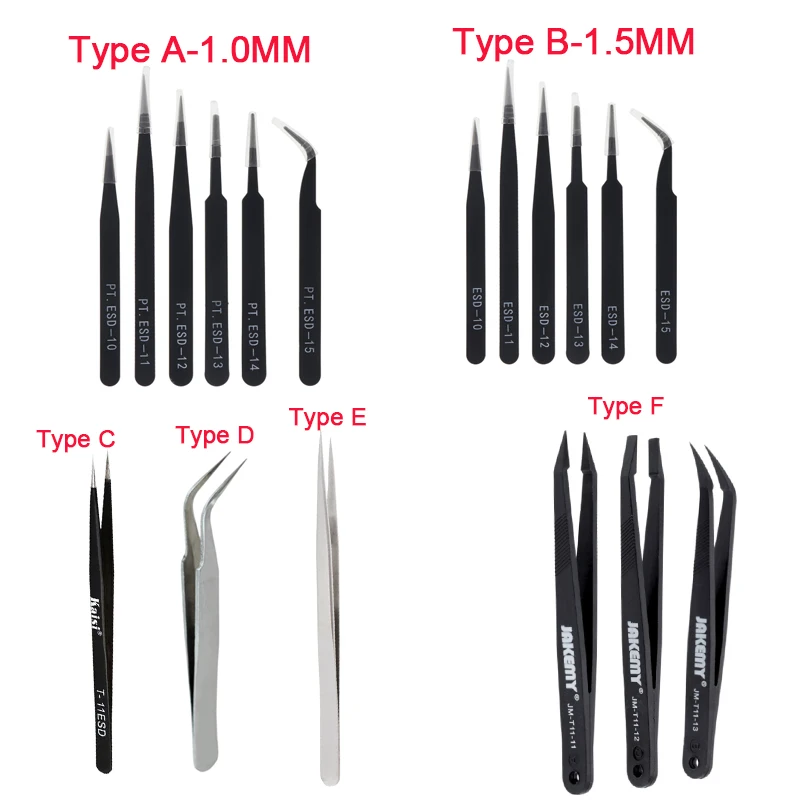 1/3 / 6pcs Tweezers Kit Stainless Steel 1MM / 1.5MM Anti Static Tweezers Repair Tool Kit for Electronics / Jewelry / Fine Crafts