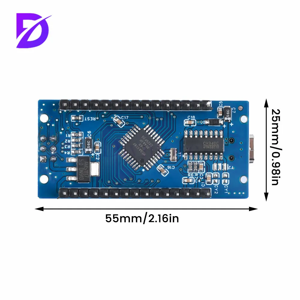 V3.0 Atmega328P Ch340C Built-In Oled Display, 128x32 Resolução, Ssd1306 Iic I2C, Compatível com Arduino, Nano V3.0, 0,91"