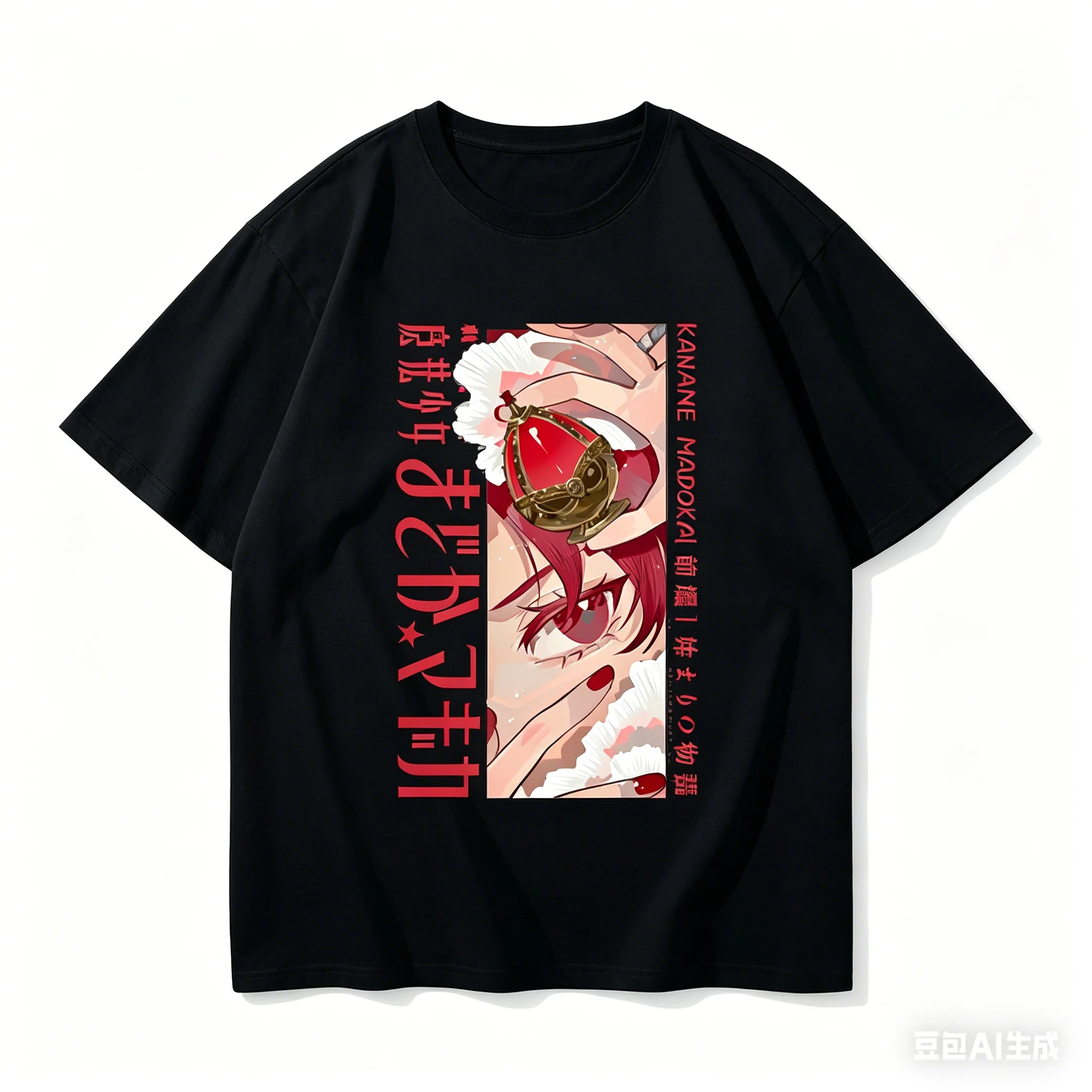 2026 Madoka Magica Kaname Madoka Single Sided T-shirt Pink Hair Soul Gem Print Oversized Cotton Tee for Men Women Otaku Fans