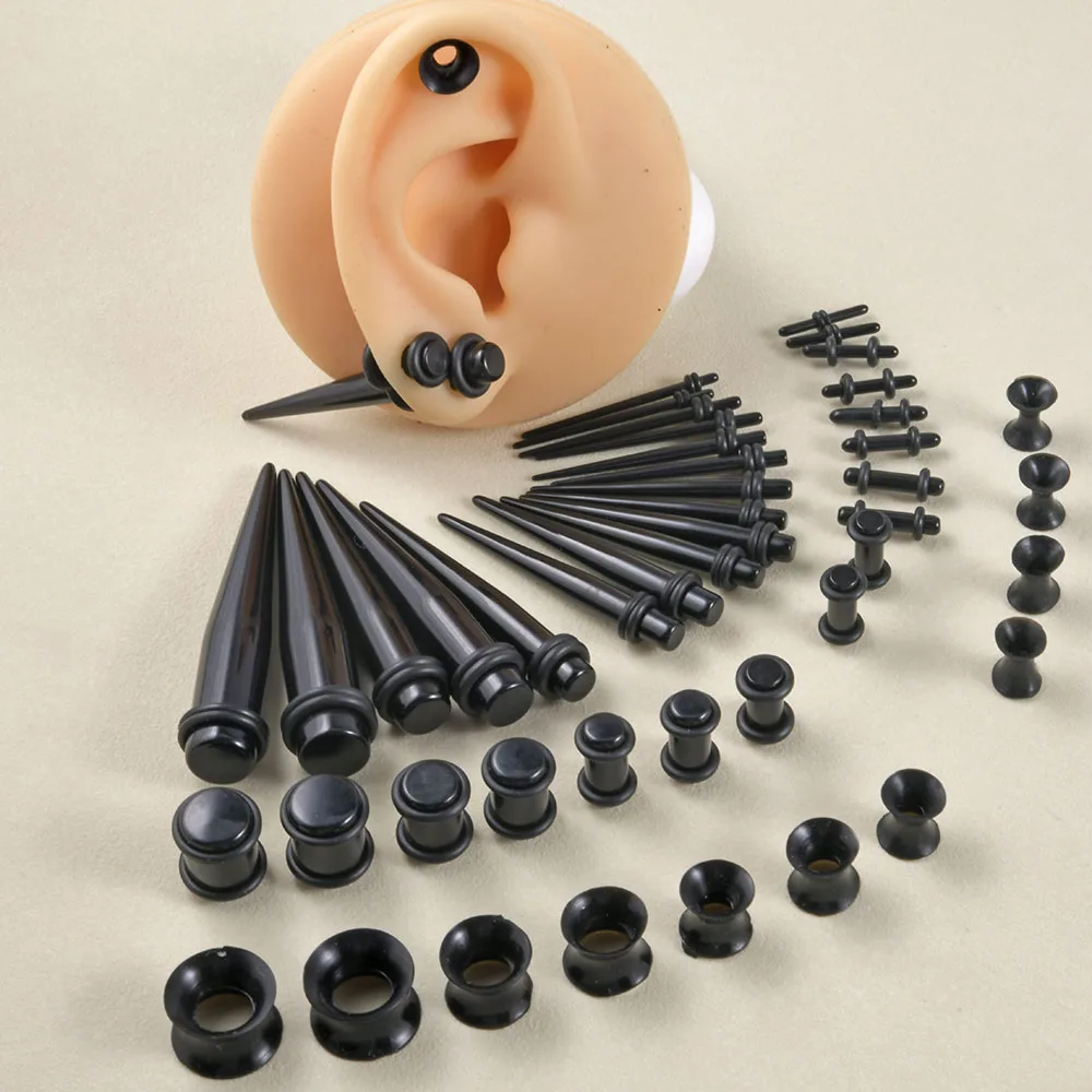 24Pairs akrilik ve silikon kulak konik kiti kulak tünel genişletici kulak tıkaçları Set kulak Piercing başlangıç kiti kulak sedye takı 1.6-10mm