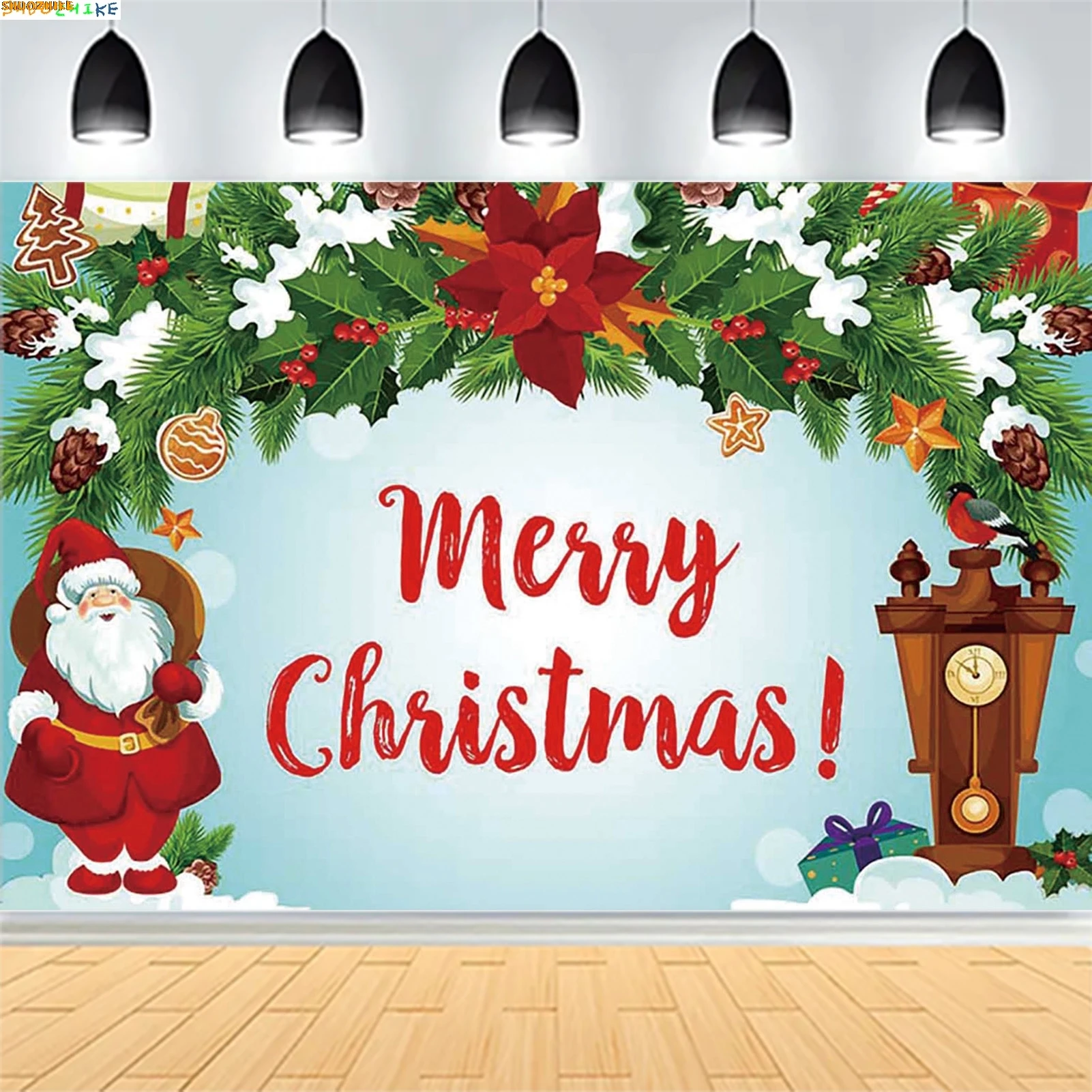 

Christmas Day New Year Party Photography Backdrops Prop Window Living Room Interior Xmas Tree Snow Theme Photo Background FN-19