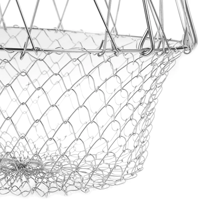 LMETJMA 304 Stainless Steel Foldable Steam Rinse Strain Fry Basket Strainer Net Deep Frying Basket Colander JT95