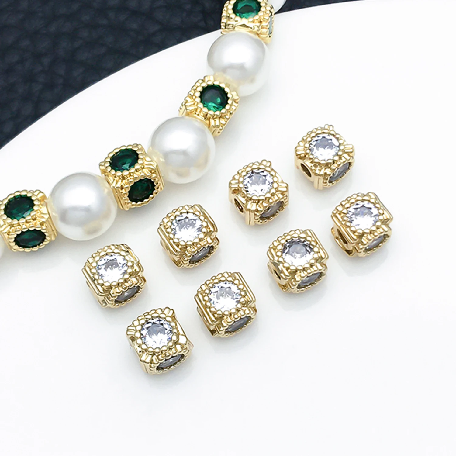 2pcs 6mm 18K Real Gold Plated Brass Cube Spacer Beads Bracelets Beads High Quality Jewelry Accessories Making Accessories - view 6