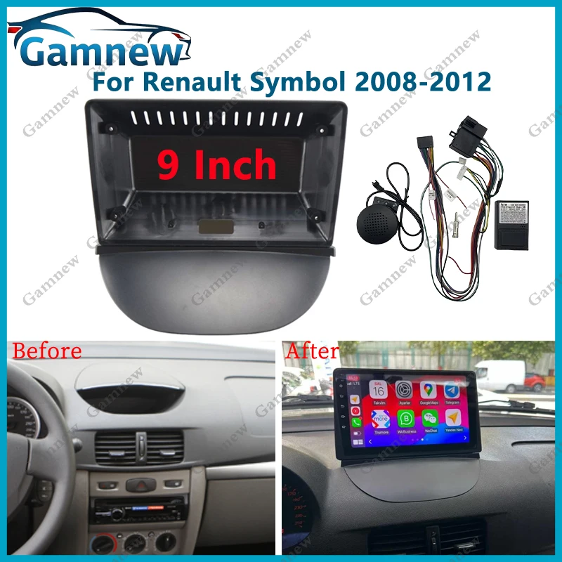 9 Inch Car Frame Fascia Adapter Android Radio Dash Fitting Panel Kit For Renault Symbol 2008-2012