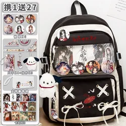 Black Blue, Heaven officials blessing, Tian Guan Ci Fu, Anime Large Capacity Backpacks TGCF Ribbons Clear Ita School Bags Girls