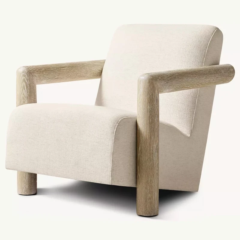 

Modern American luxury single sofa retro wooden legs soft casual design home office living room bedroom hotel villa