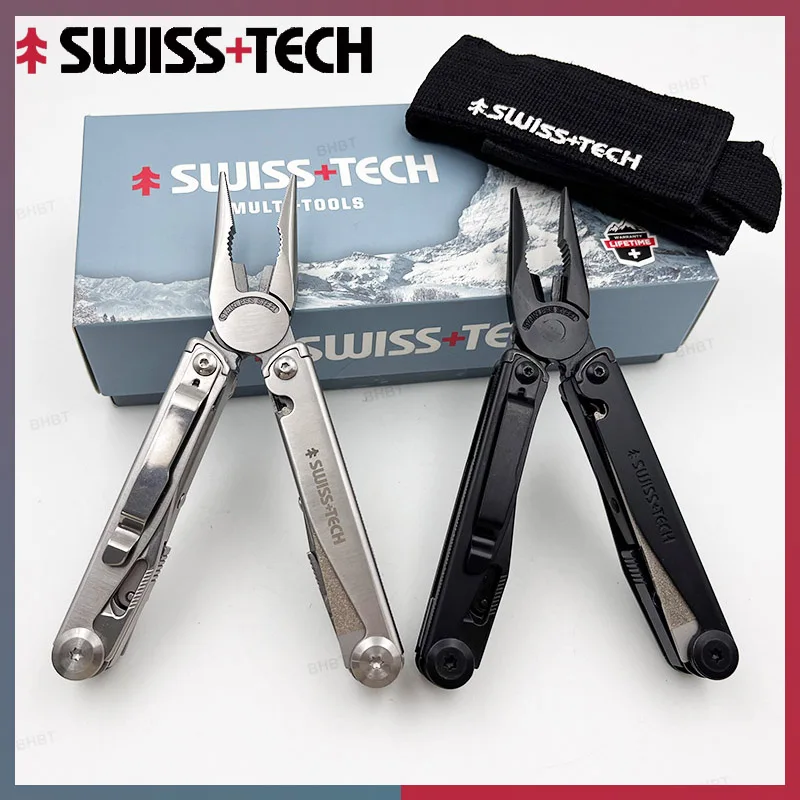 SWISS TECH 18 in 1 Multitool Pliers Folding Knife Multi-functional Tool Scissors Screwdriver Saw Blade EDC Outdoor Camping Tools