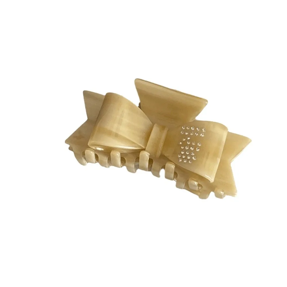 

Cute Rhinestone Bowknot Hair Claw Elegant Korean Style Acetate Shark Clip Shiny Geometry Small Hair Clip Girls