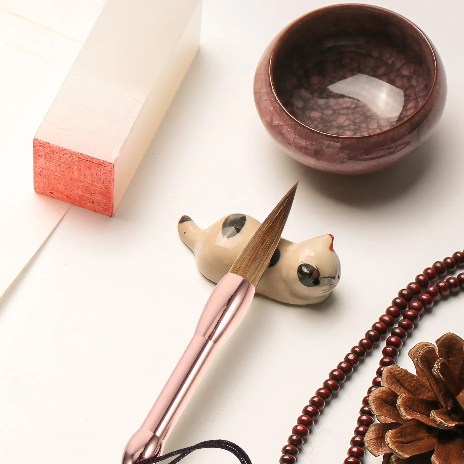 Mini Pocket Chinese Calligraphy Brush Copper Handle Smooth Writing Tip Ideal for Practicing Painting Watercolor Ink Brush
