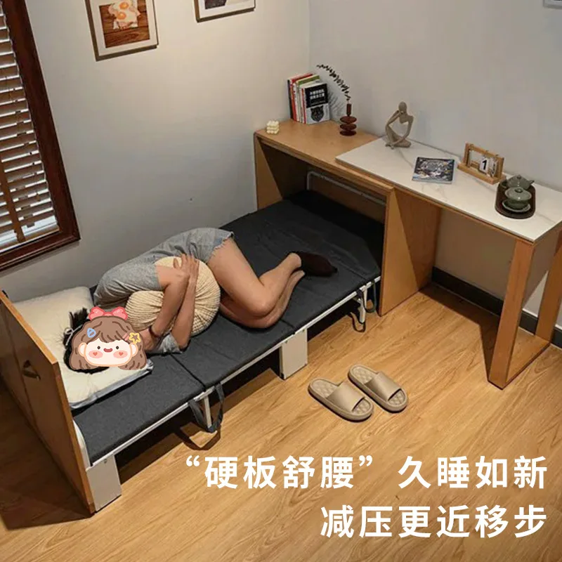 Cabinet type metal folding lunch break bed Convenient four-fold retractable nap bed Home office