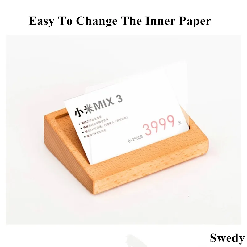 88x46mm Small Wood Acrylic Sign Holder Display Stand Table Number Mini Price Label Card Holder Tags