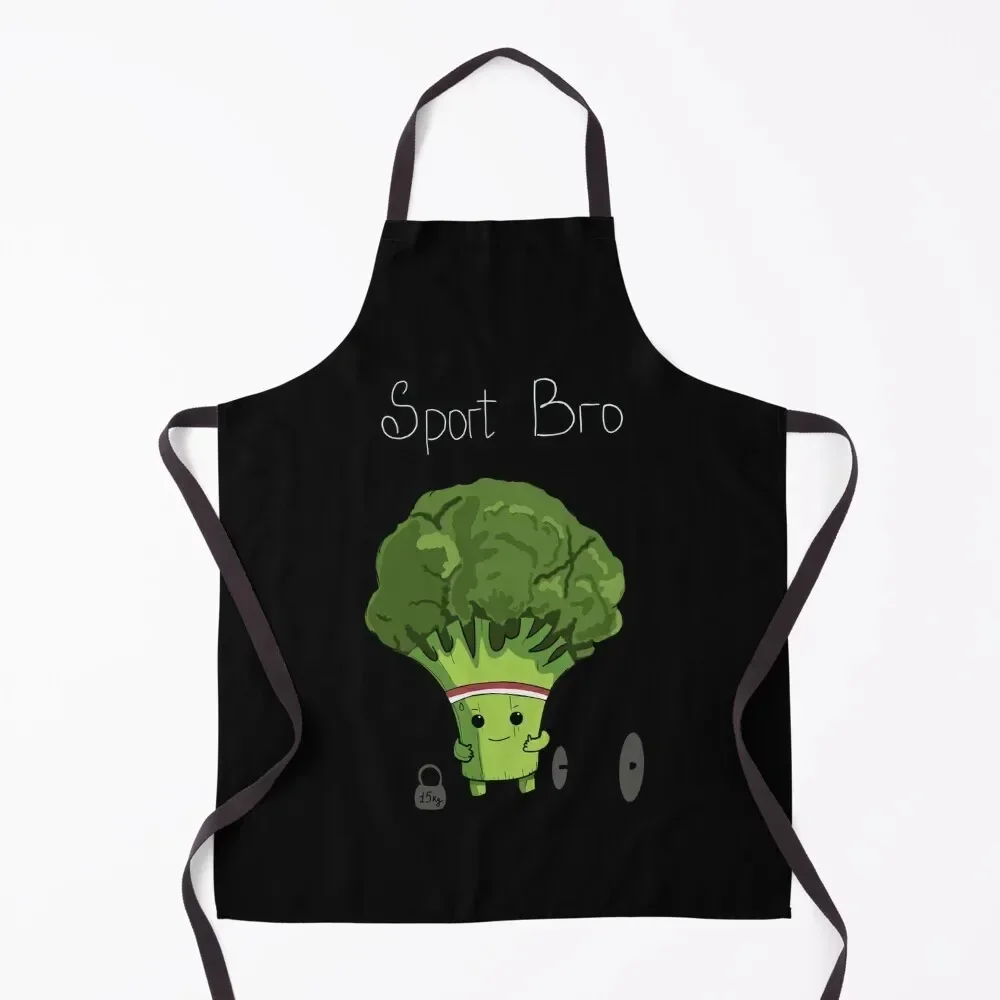 Sport Bro Little Cute Broccoli Apron Chef Accessory For Kitchen Women Apron