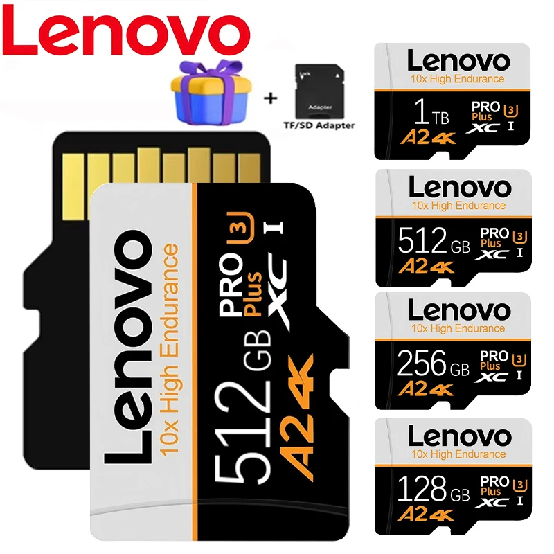Lenovo Micro TF/SD 16GB 256GB 512GB Memory Card UP TO 100MB/s C10 U3 32GB 64GB 128GB TF Card 4K HD for USB Card Reader Adapter M