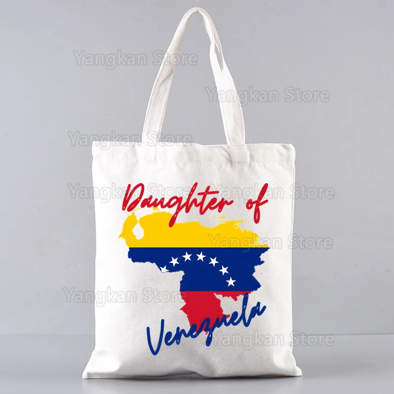 Venezuela gráfico dos desenhos animados impresso lona bolsa de ombro feminino harajuku engraçado grande capacidade eco ambiental shopper saco