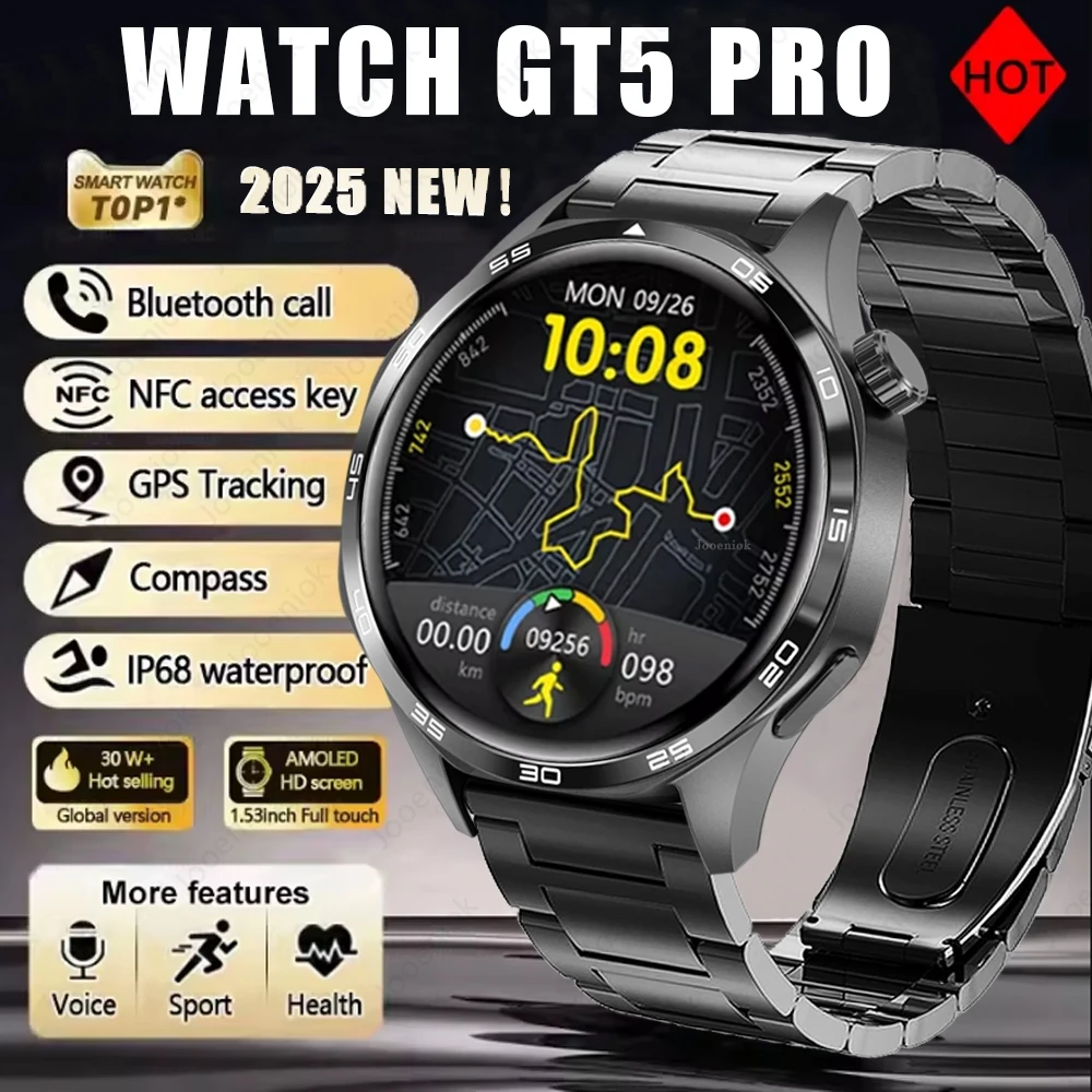 

2025 New Smart Watch Watch 5 PRO Heart Rate Compass GPS Sports Waterproof NFC Wristband Bluetooth Call Health Watch Android IOS
