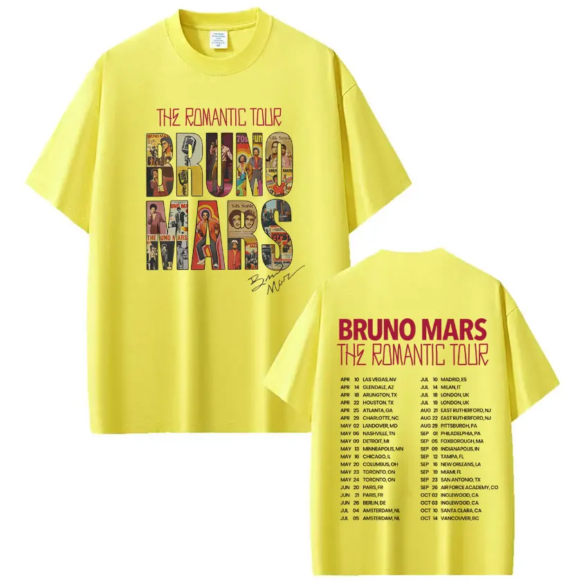 Rapper Bruno Mars The Romantic 2026 Tour Print Tshirt Man Woman
