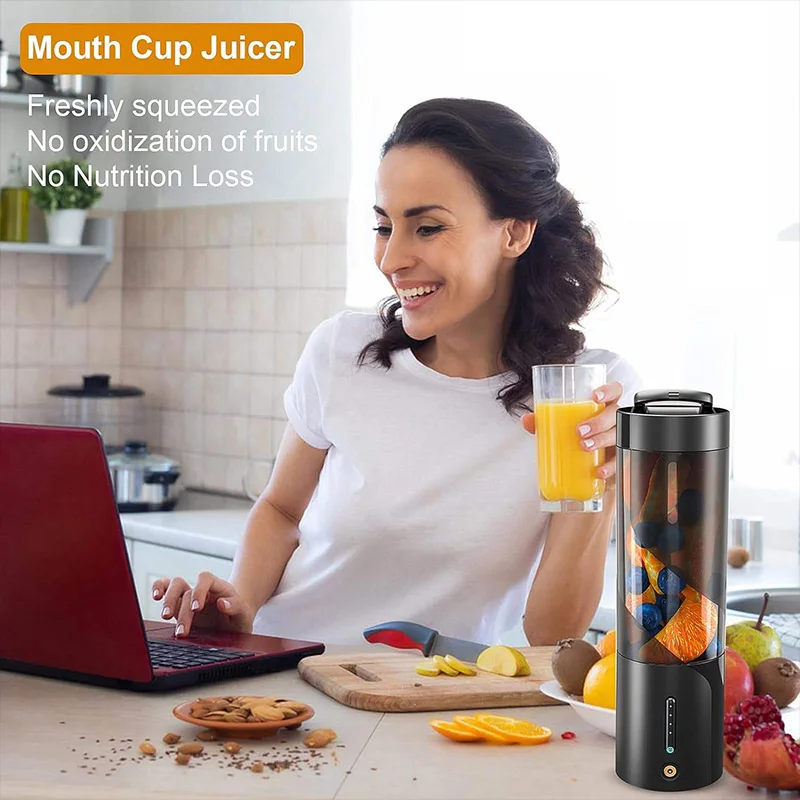 Portable electric mini mixing cup, ice crusher, suitable for home use for making fruit juices, smoothies and milkshakes