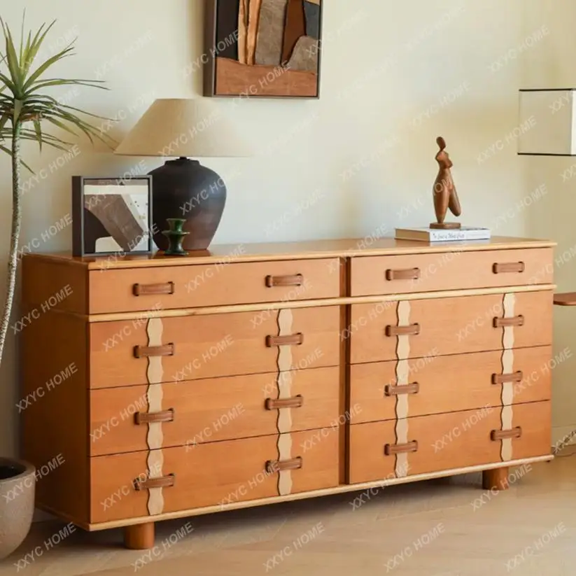 Medieval retro solid wood chest, dining side cabinet, French chest of drawers, six chest of drawers, eight bucket cabinet