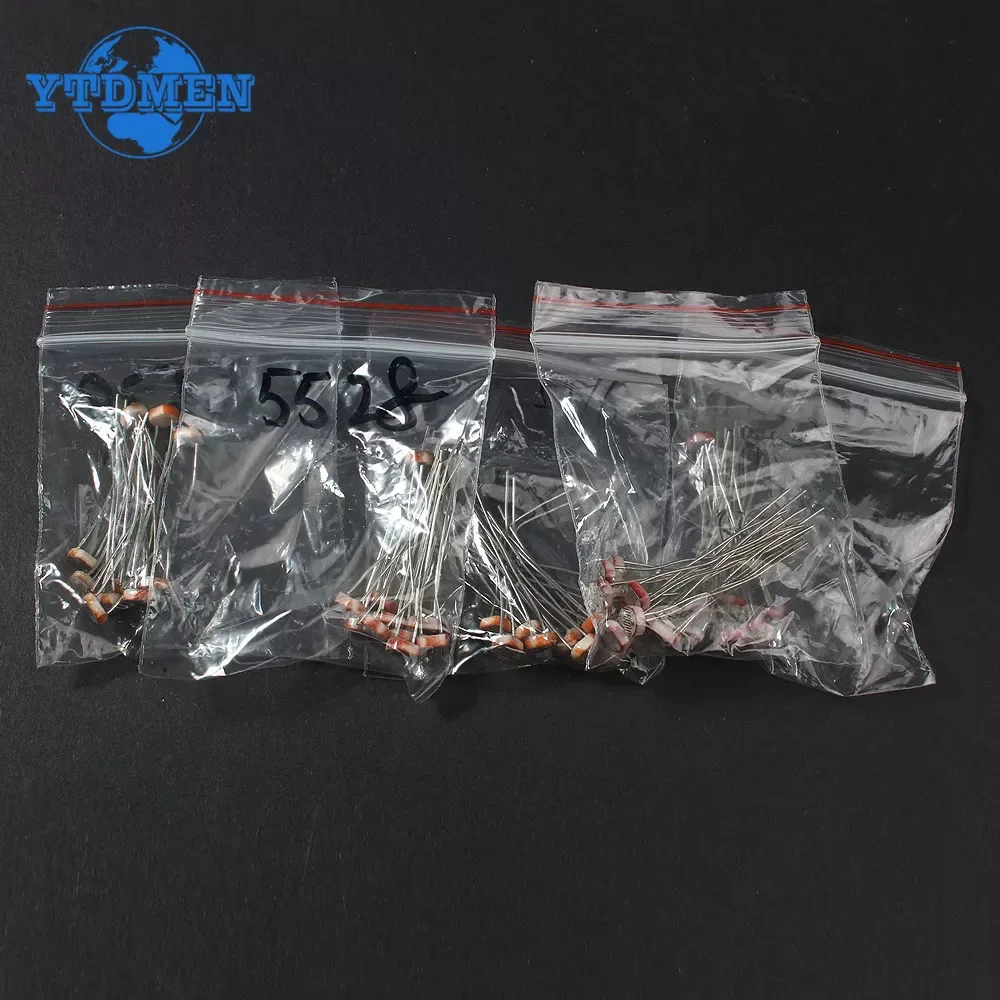 50pcs/lot GL5506 GL5516 GL5528 GL5537 GL5539  Photoresistor Resistor Electronic Component Light-dependent Resistors LDRs Kit
