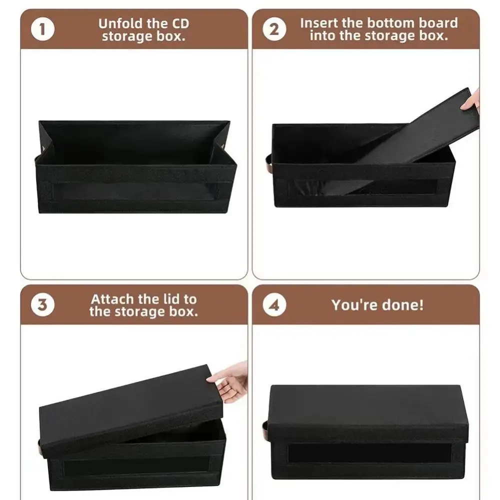 Portable Non-woven Fabric Visible Window CD Storage Box Dust-proof Folding CD Case Large Capacity Stackable CD Box Media Storage