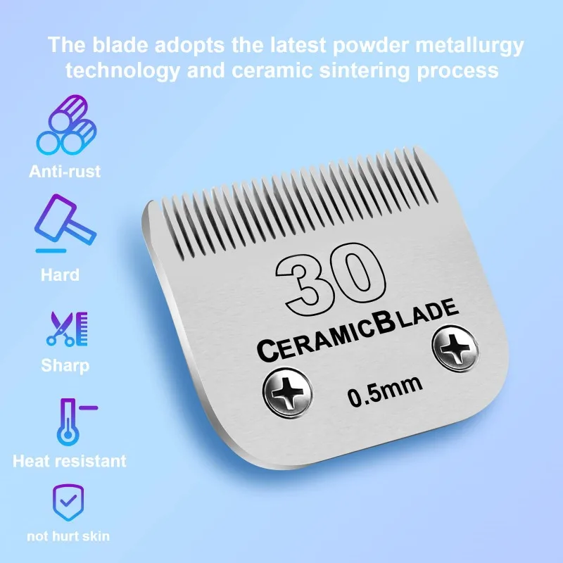 Detachable Pet Dog Grooming Clipper Ceramic Blades 40/30/10/7FC/5FC/4FC,Compatible with Andis,Oster A5,Wahl KM10 Series Clippers view 2