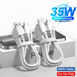 35W USB Fast Cable Connect CarPlay Exclusive For Apple iPhone 15 16 Pro Max Plus USB to Type-C Charging Cables Type-C Data Line