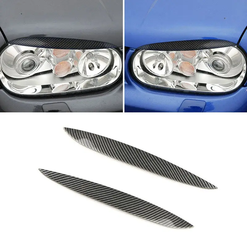 

2pcs ABS Car Accessories Headlight Eyebrow Trim Eyelids Cover For VW Golf 4 MK4 1997-2002 Carbon Fiber Texture / Glossy Black
