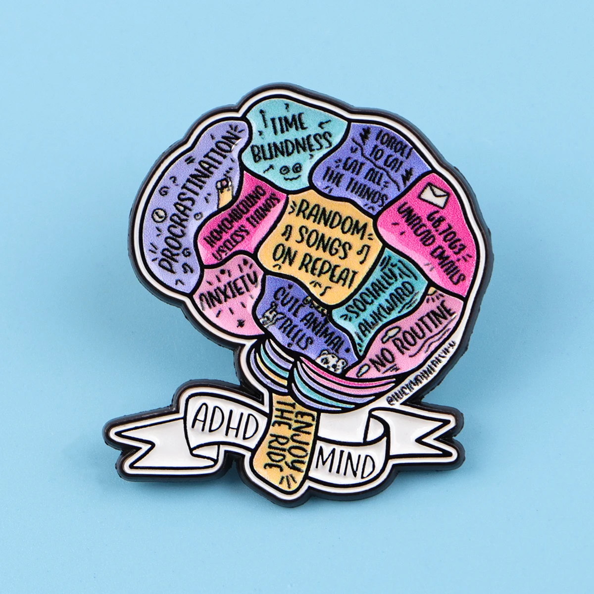 ADHD Brain Enamel Pins Health Awareness Brooches Badge Lapel Pin For Backpack Clothes Accessories Fashion Jewelry Birthday Gifts