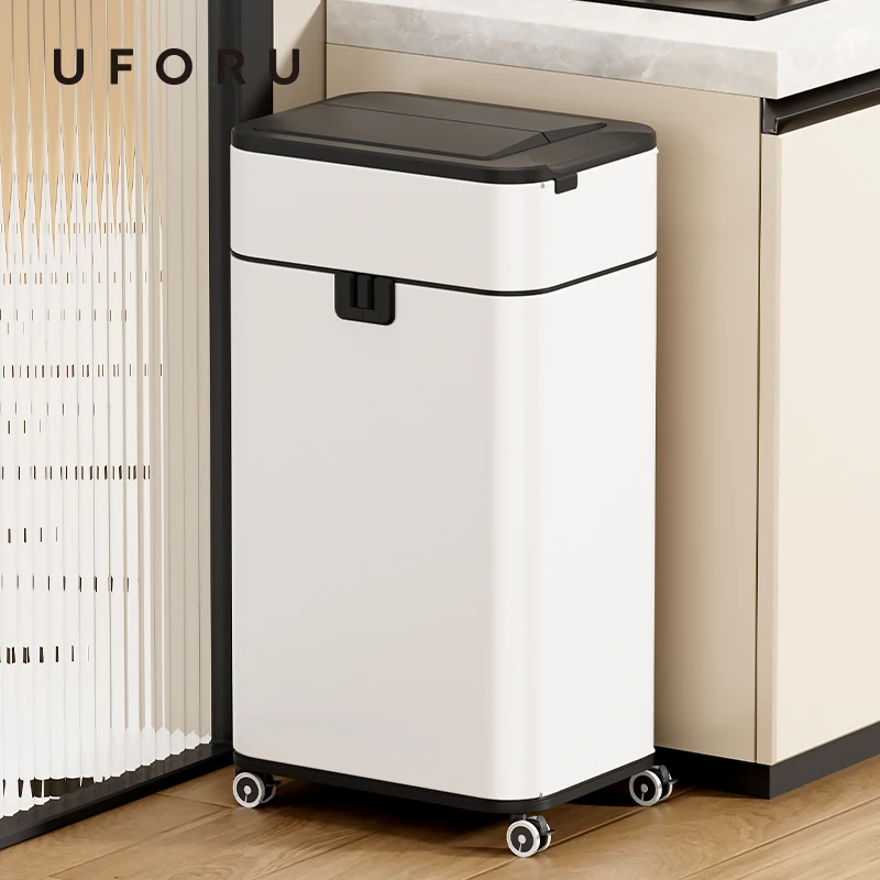 

Smart Sensor Trash Can with Auto-Sealing Removable Wheels - Stainless Steel Touchless Bin for Kitchen/Office