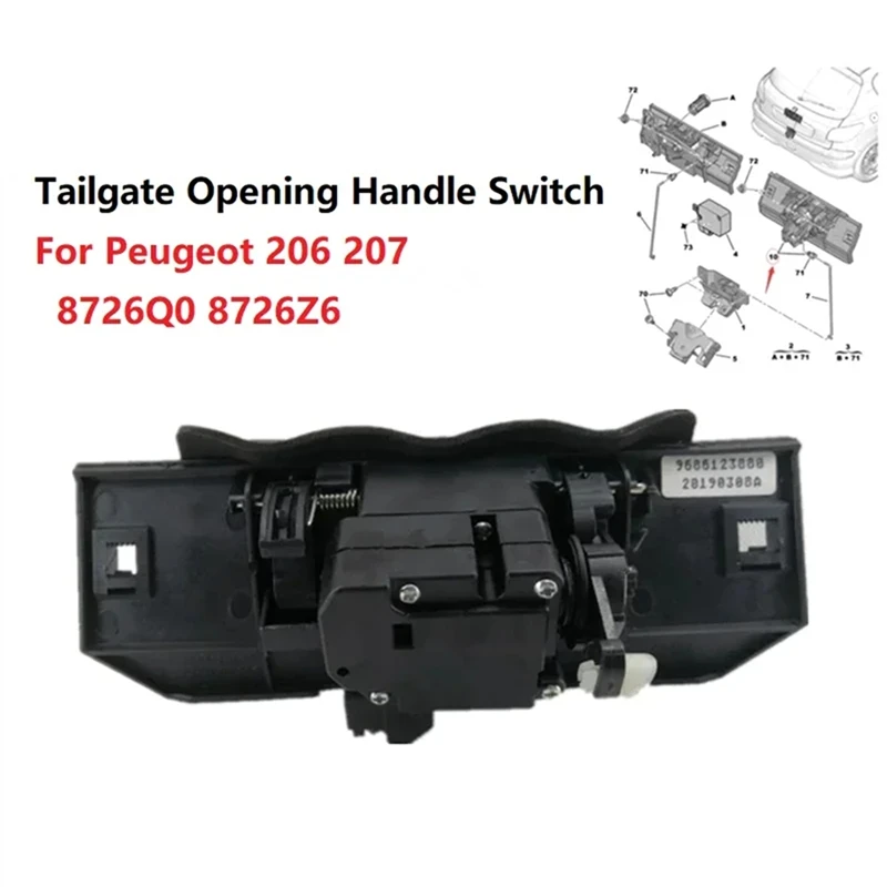 Super Sale Car Tailgate Opening Control Panel 9686123880 for Peugeot 206 207 Tail Door Opening Handle Switch 8726Q0 8726Z6
