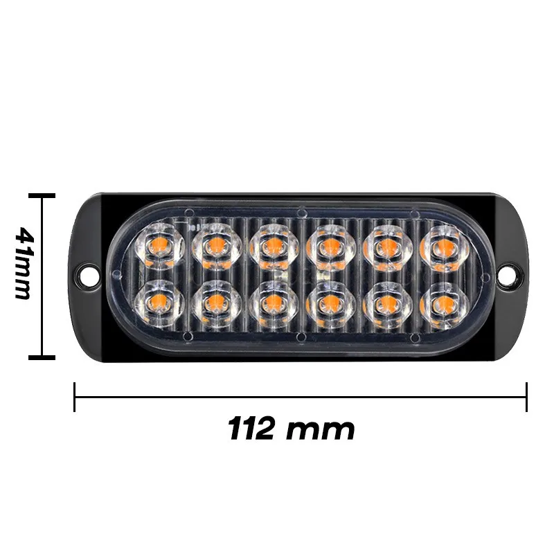 12 LED Car Truck Urgent Always Bright Light DC12V-24V 36W Fits For Auto DRL Car Truck Amber Super Bright Car Accessories