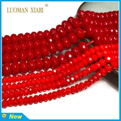 Natural Stone Beads 5X8MM Red Coral Chalcedony Loose Faceted Wheels Round Space Bead for Jewelry Making Diy Bracelet Necklace