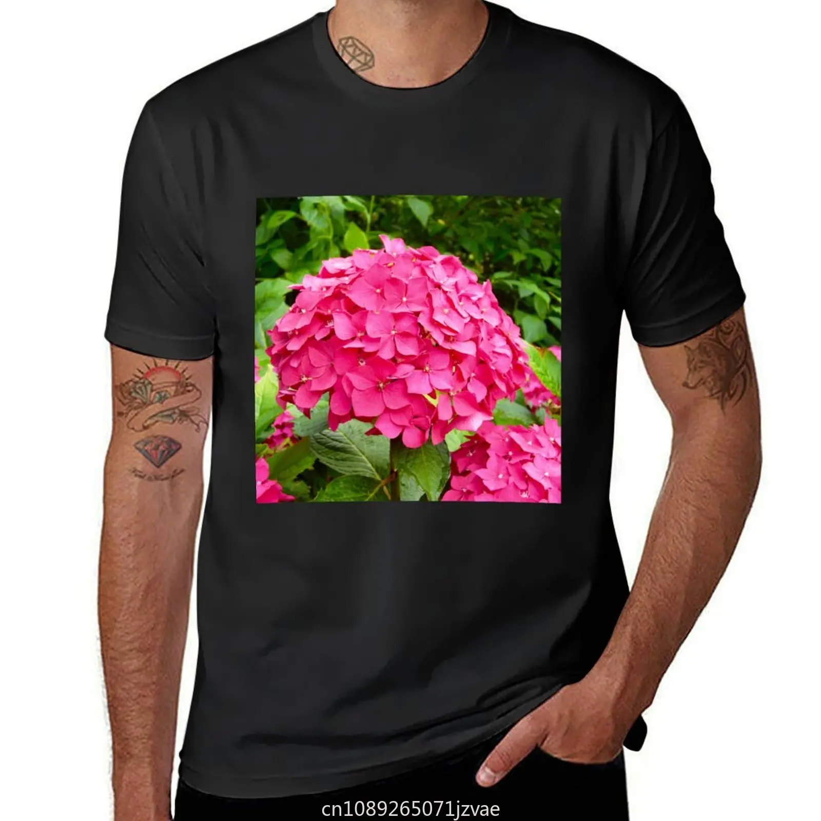 Pink Hydrangea Summer Flower T-Shirt cute clothes funnys Aesthetic clothing workout shirts for men