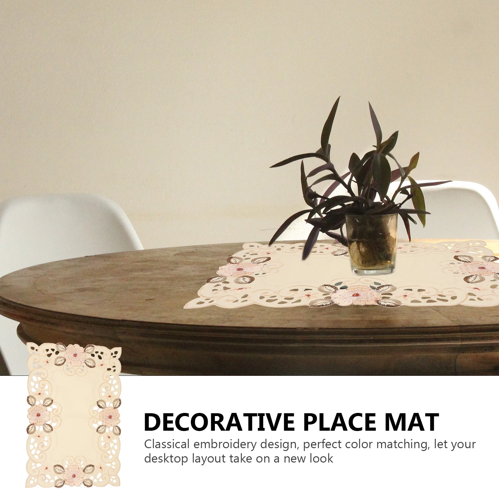 

Vintage Embroidered Placemats Set Tableware Mat Polyester Table Protection Home Restaurant Use Christmas Gift Decoration