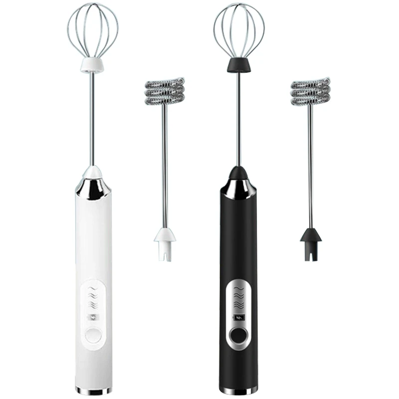 M2EE Pengocok Telur Genggam Elektrik 3 Mode Pembuat Busa Blender Pengocok Susu Pengisi Daya USB Mixer Minuman Pengocok untuk Susu Kopi Telur