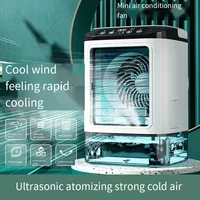 Ventilateur de climatisation portable USB, humidificateur à double brumisation, boîte à glace, ventilateur de refroidissement de bureau à 3 vitesses avec lumière de nuit LED 1