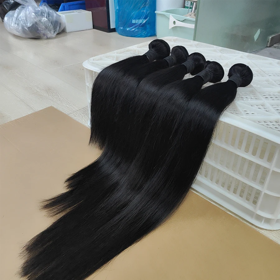 Pacotes de cabelo humano reto e fechamento 2x6 fechamento do laço pacotes de cabelo humano com 4x4 5x5 fechamento pacotes de cabelo cru brasileiro