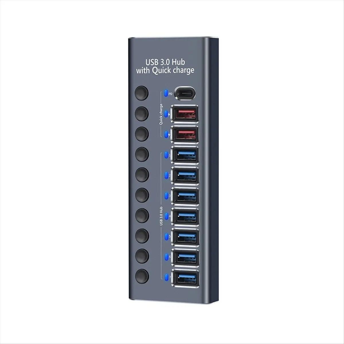 Welcome Deal~10-Port USB 3.0 Hub with 2.4A Fast Charging PD Port Supply Multi-Device Support for Computers and Laptops EU Plug