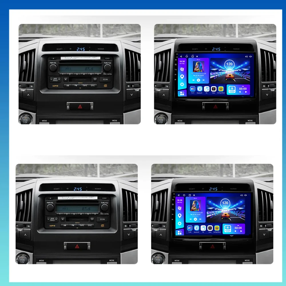 EKIY for Toyota Land Cruiser 11 2007-2015 2din Car Radio with Display Autoradio Multimedia Video Player Navigation GPS DSP