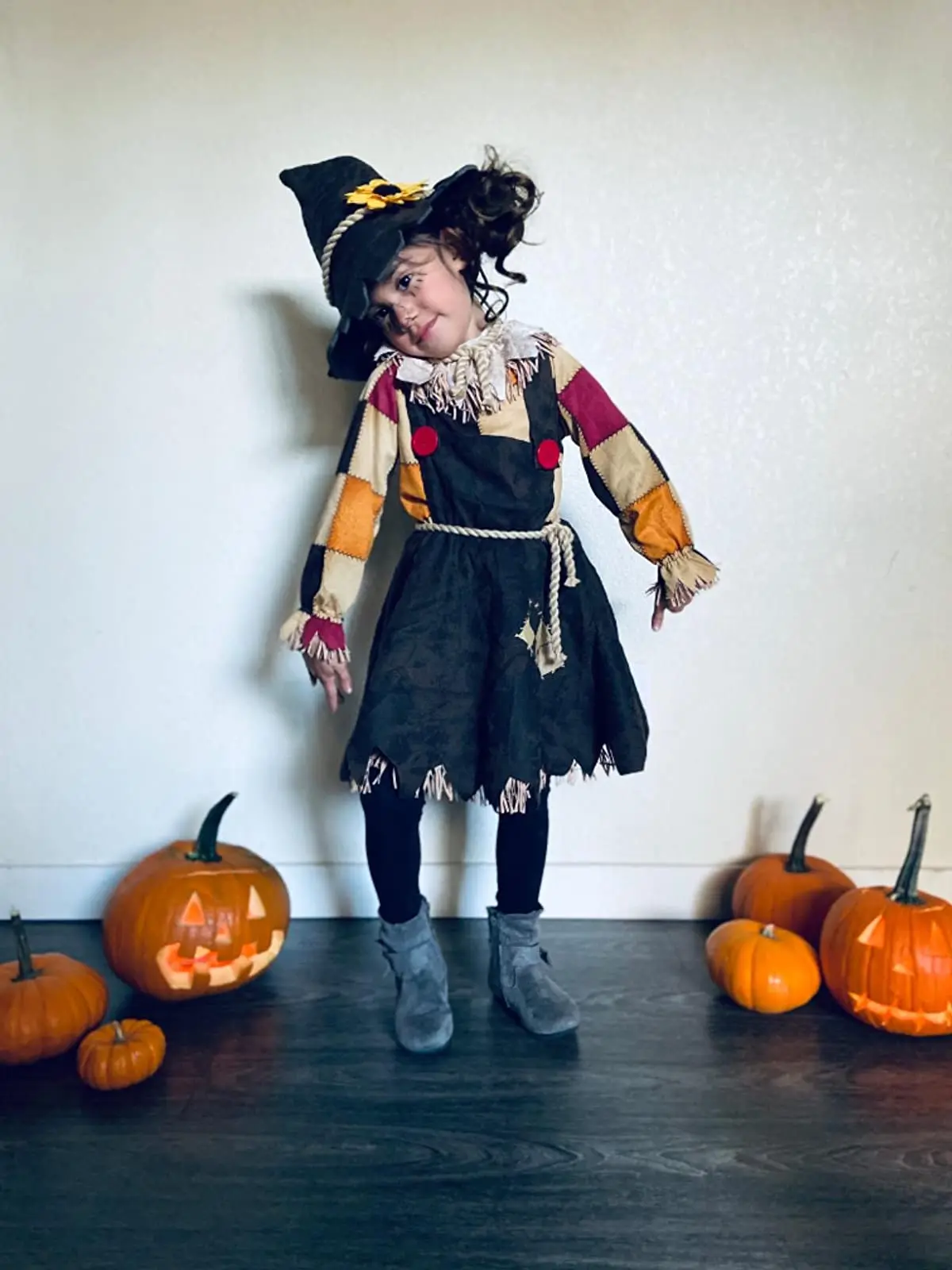 Halloween Vogelverschrikker Kostuum Pompoen Patch Vogelverschrikker Jurk Kinderen Cosplay De Tovenaar Van Kinderen Podiumshow Clown Circus Feestjurk