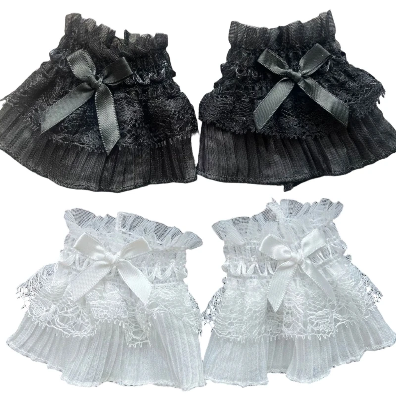 Fashionable Lace Bowknot Arm Sleeves for Women Nails Art Hand Cuffs Decoration 6XDA