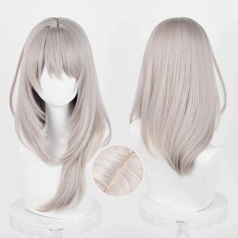 Kawaragi Momoka Cosplay Wig Fiber synthetic wig champagne gray long Wig+Wig cap Anime GIRLS BAND CRY Cosplay Wig