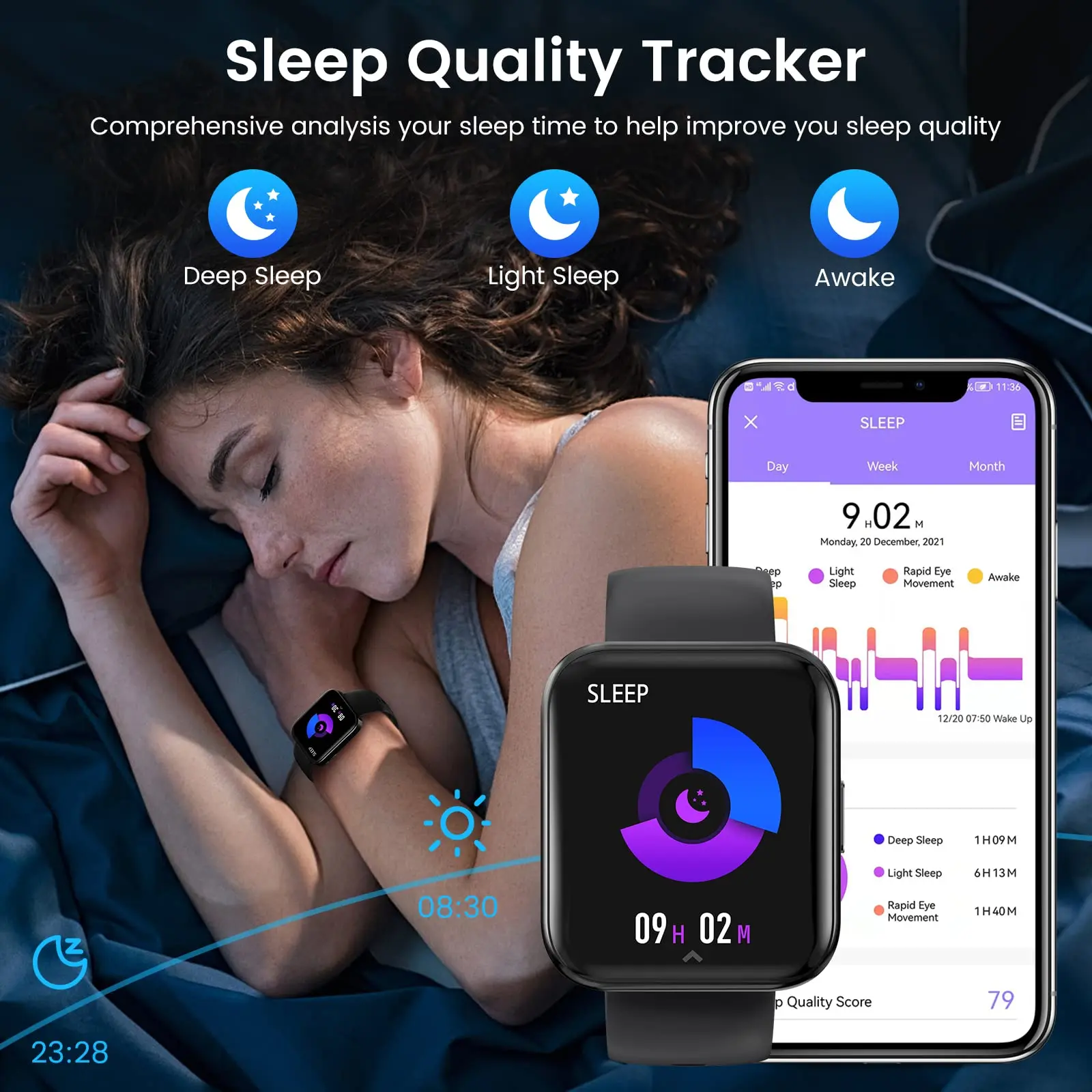 Imagem -05 - Kospet-magic Smartver para Homens e Mulheres Banda Bluetooth 5.0 Esporte Fitness Preto Impermeável Ios Android Moda