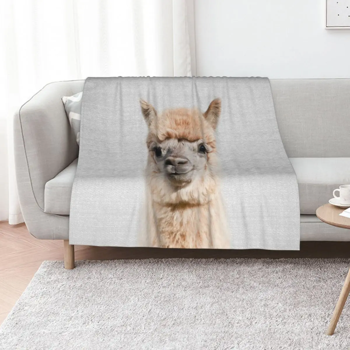 Alpaca - Colorful Throw Blanket Cute Sofas funny gift decorative Hair Winter beds Blankets