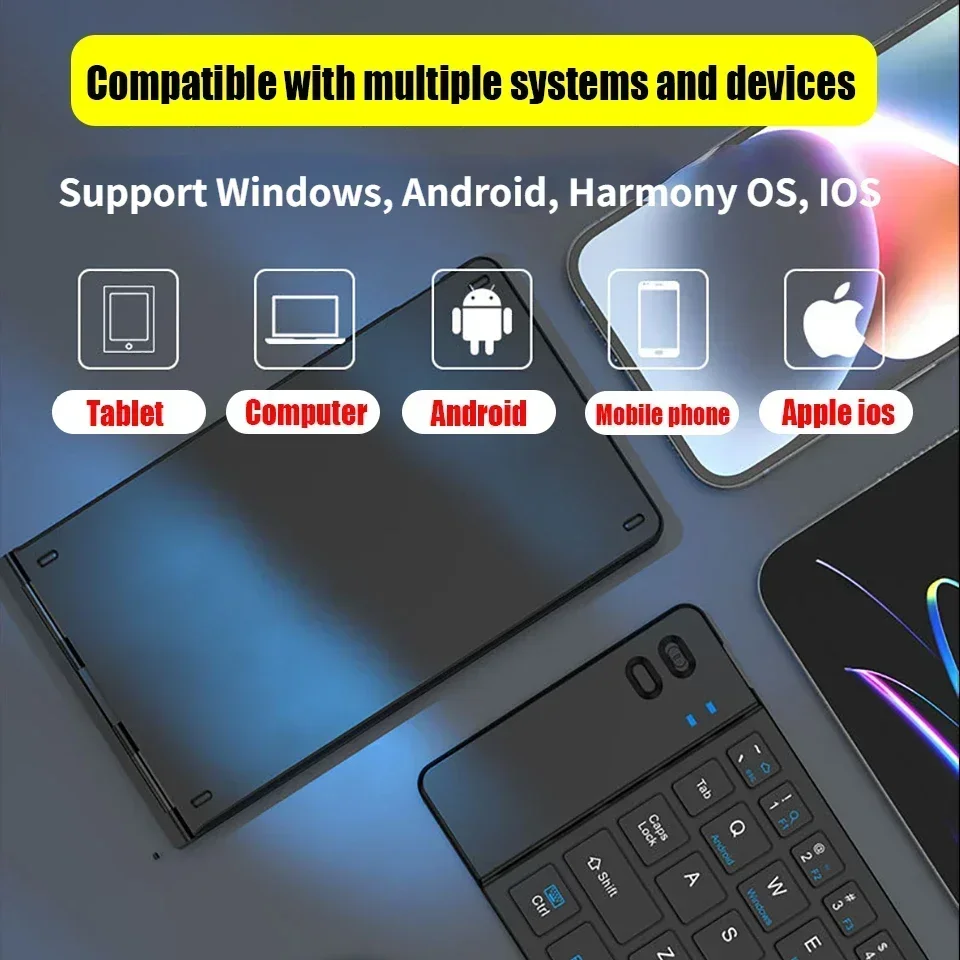 

Mini Wireless Bluetooth Mobile Phone Ultra-Thin Foldable 2.4G Keyboard Mouse Set Rechargable for Windows Android Harmony OS