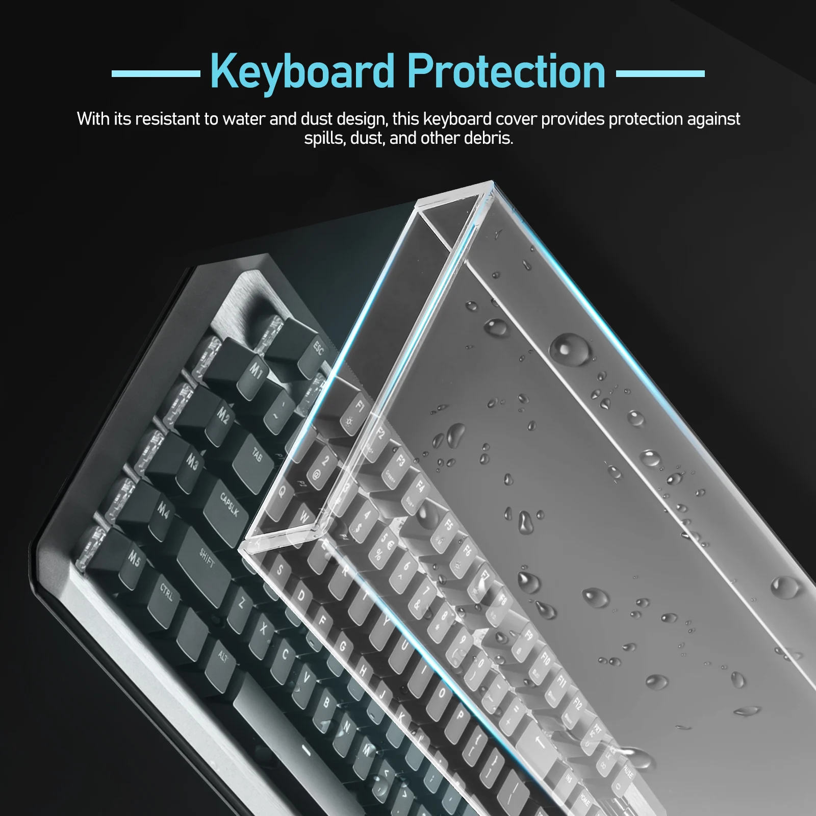 Clear Acrylic 68-Key Keyboard Cover Protective Dust Shield Spill Proof Scratch Resistant for Laptop Desktop Keyboards