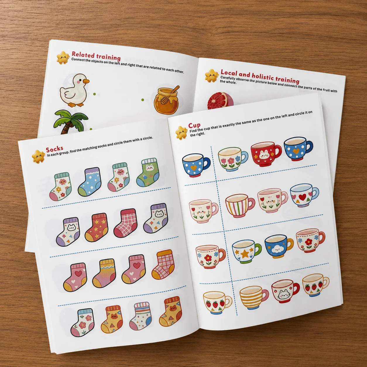 Ensemble de 2 livres : Trouvez les connexions identiques et liées – Cahier d'exercices pour enfants sur la concentration et la logique