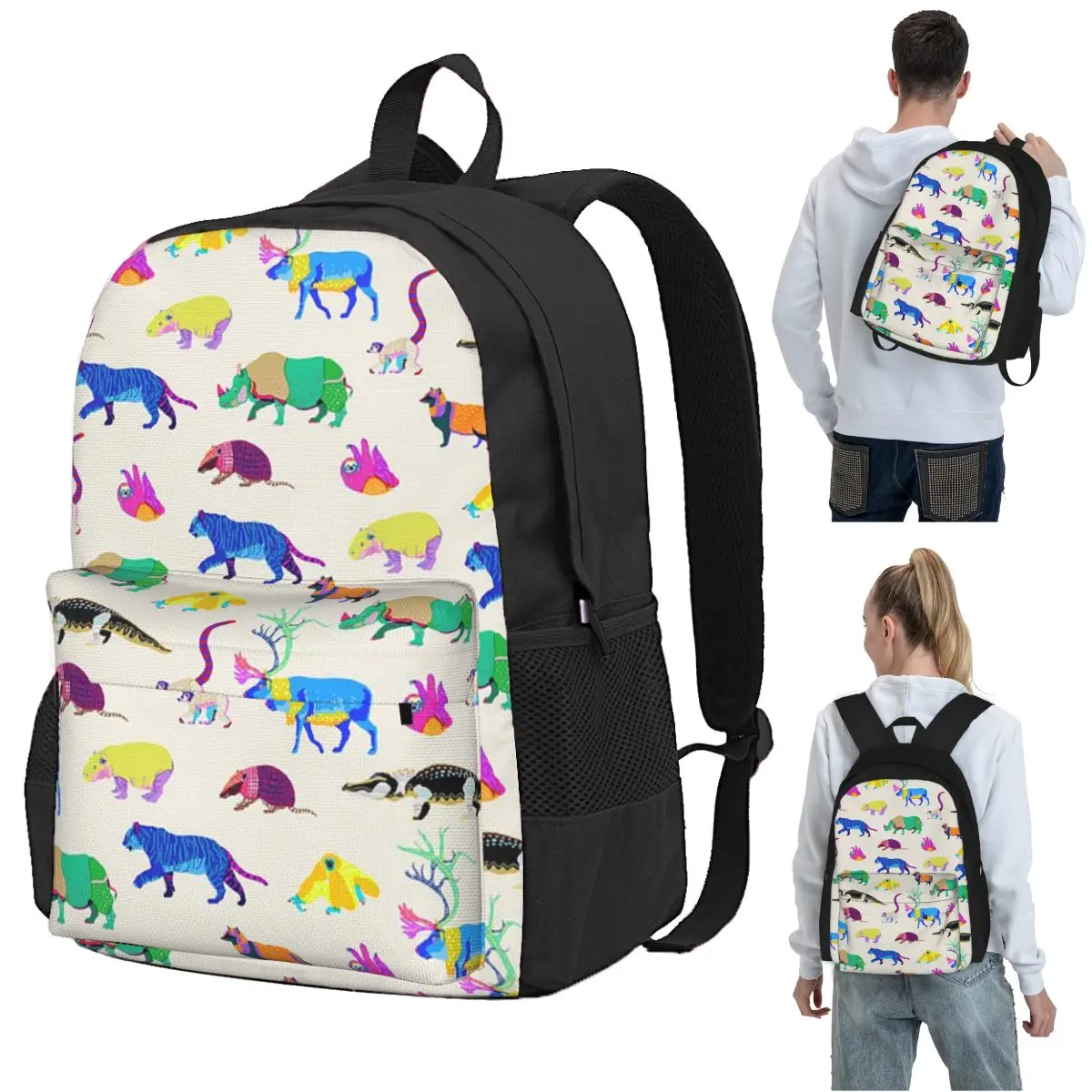 

Colorful Animal Series Vibrant Wildlife Art Backpack Student BookBag Kids School Bag Computer Shoulder Bags for Boys Girls