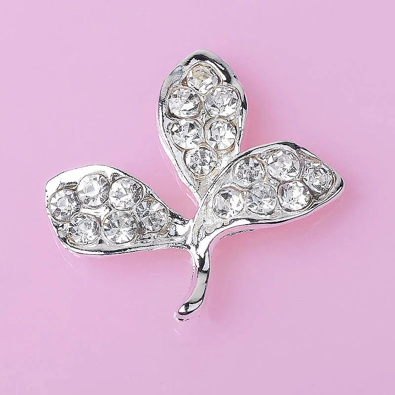 10PCS 23*24mm Tone Alloy Material Crystal Leaf Branch Charm Branch Pendant for Wedding Head DIY Handmade Jewelry Making