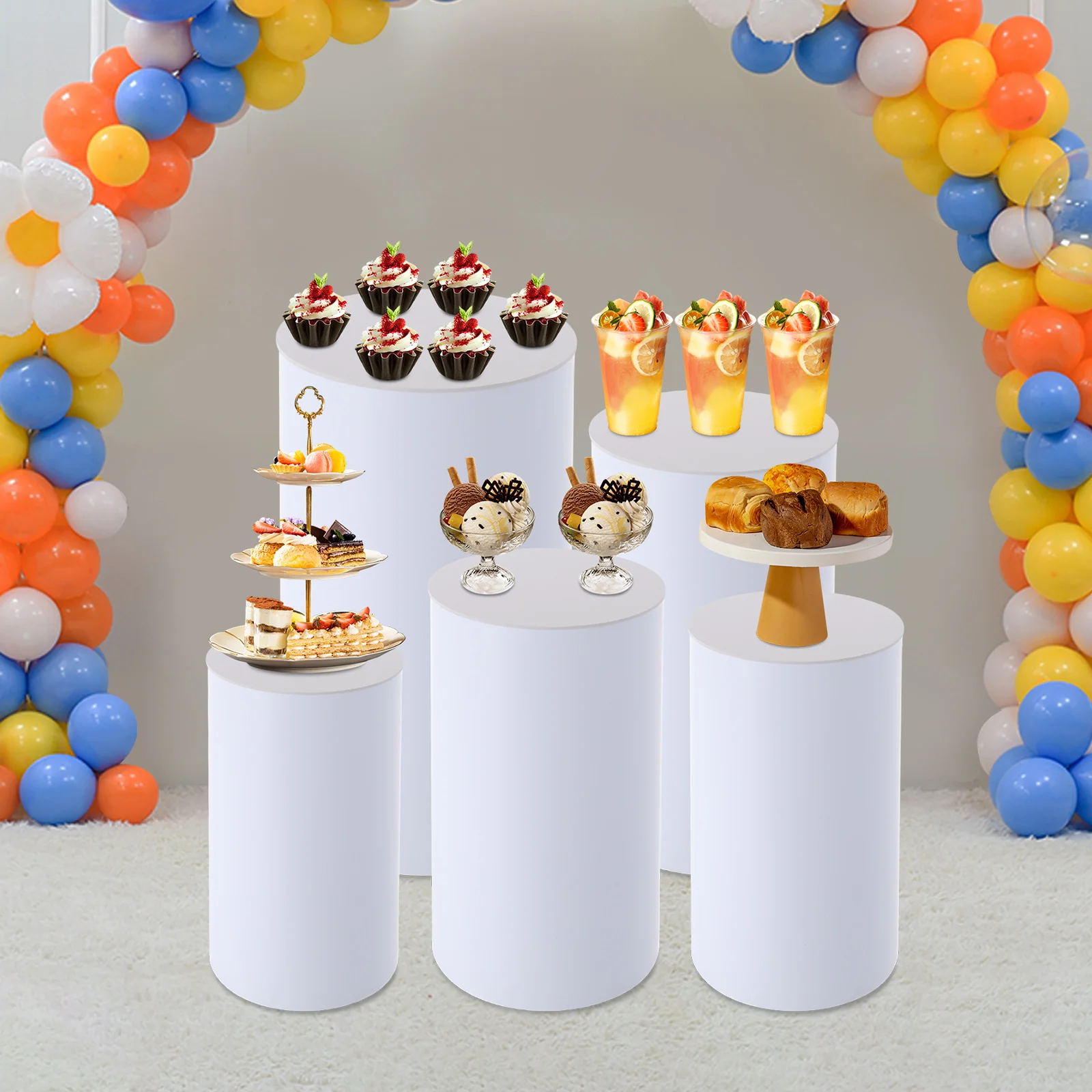 

5 шт. круглые цилиндры, подставки на пьедестале, круглый цилиндр для вечеринок, свадьбы, дня рождения, акрил, ПВХ